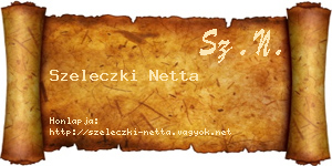 Szeleczki Netta névjegykártya